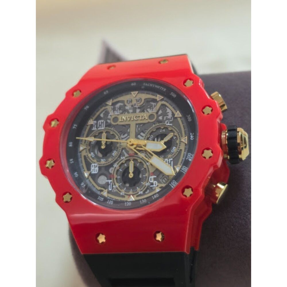 Invicta Racing Vaulthan 69685 Men’s Chronograph Watch Red Black Skeleton NIB